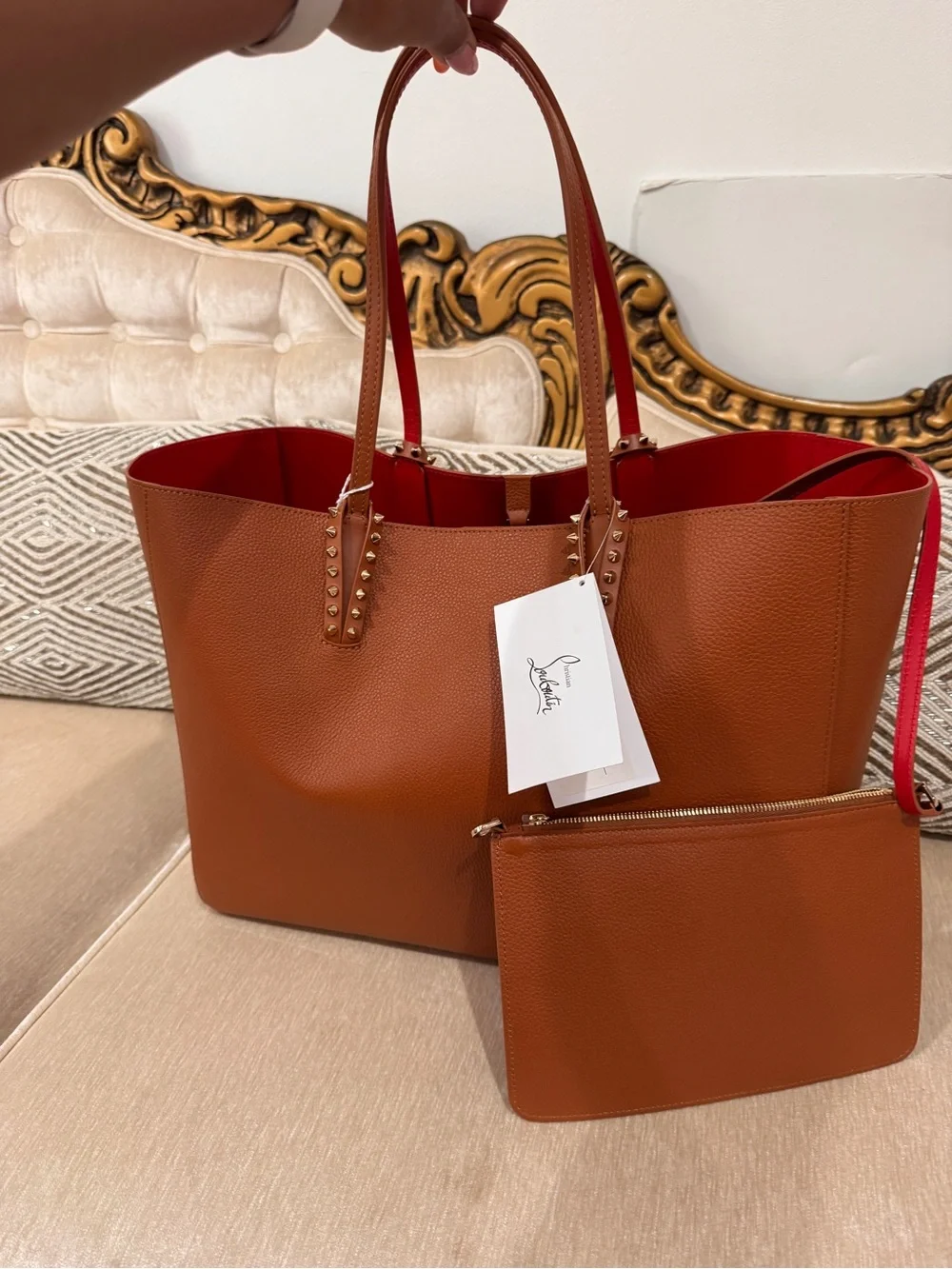 Christian louboutin Cabata Large Tote Bag CUOIO/GOLD